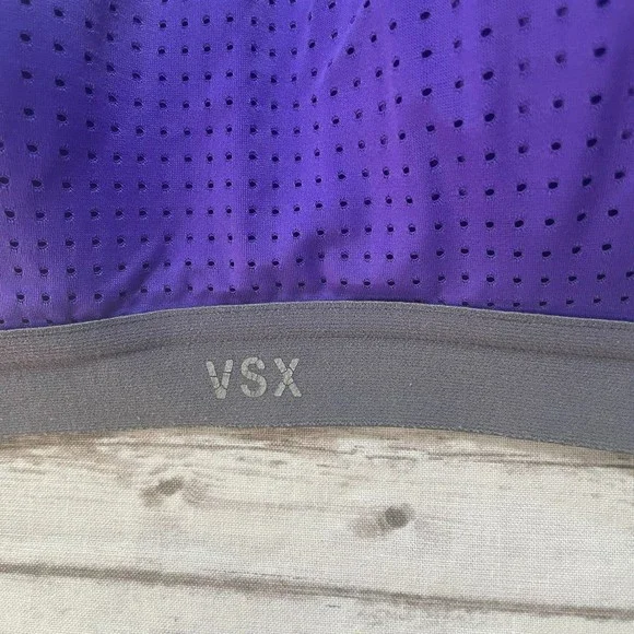 Victoria Secret  VSX Purple Cross Back Lightweight Sports Bra Sz 32D Wireless - Picture 3 of 6
